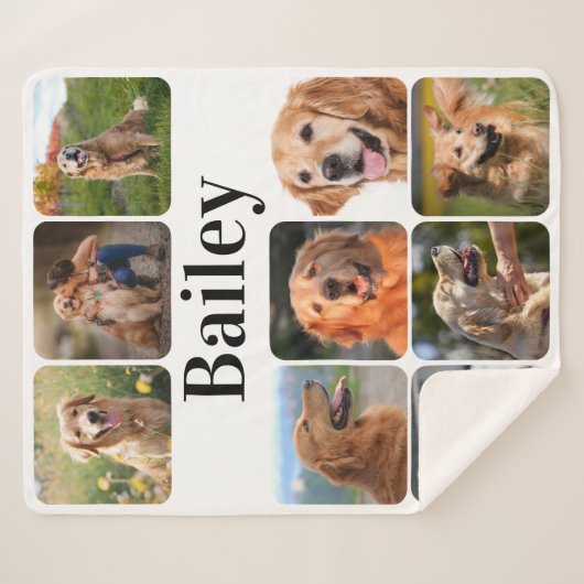 Moderner Haustier Foto Collage Personalisierter Hu Sherpadecke (Vorderseite (Horizontal))