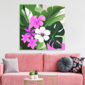 Moderner hawaiianischer Hibiskus und Plumeria aus  Leinwanddruck (Insitu (Wohnzimmer))