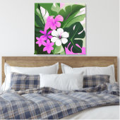 Moderner hawaiianischer Hibiskus und Plumeria aus  Leinwanddruck (Insitu (Schlafzimmer))