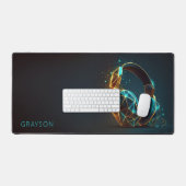 Moderner Headphones - Gamer - Digitaler Personalis Schreibtischunterlage (Tastatur & Maus)