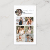 Moderner, hellblauer Fotocollage Fotograf Visitenkarte (Rückseite)