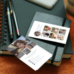 Moderner, hellblauer Fotocollage Fotograf Visitenkarte