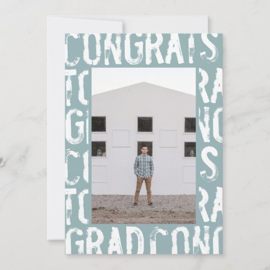 Moderner, hellblauer, schlichter Foto Abschluss Einladung (Vorderseite)