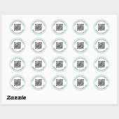 Moderner heller Aqua-Blue-Grenze QR-Code und Text Runder Aufkleber (Blatt)