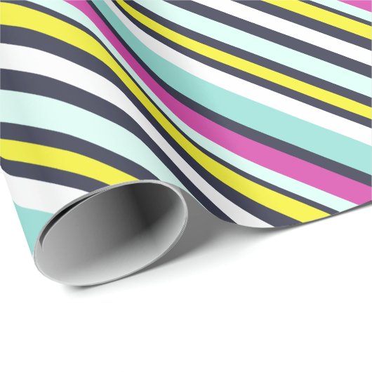 Moderner, heller Diagonal Strip Gemustert Geschenkpapier (Rolleneckpunkt)