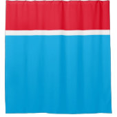 Moderner, heller Himmelblau roter Streifen Duschvorhang (Vorderseite)