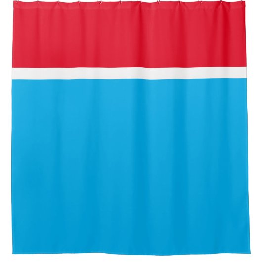 Moderner, heller Himmelblau roter Streifen Duschvorhang (Vorderseite)