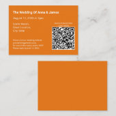 Moderner, heller Orange-Hochzeitcode Begleitkarte (Vorne/Hinten)