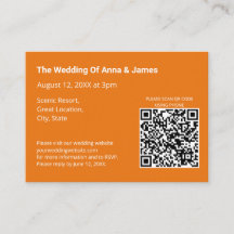 Moderner, heller Orange-Hochzeitcode
