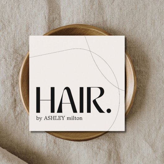 Moderner, heller Pastell Beige Abstrakter Friseur Quadratische Visitenkarte