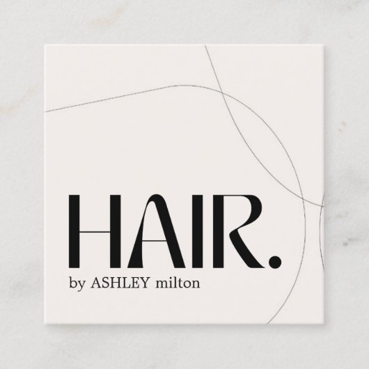 Moderner, heller Pastell Beige Abstrakter Friseur Quadratische Visitenkarte (Vorderseite)