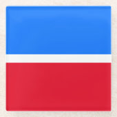 Moderner, heller, roter weißer Blauer Farbblock Glasuntersetzer (Vorderseite)