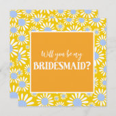 Moderner, hellgelber Daisy Bridesmaid-Vorschlag Einladung (Vorne/Hinten)