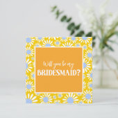 Moderner, hellgelber Daisy Bridesmaid-Vorschlag Einladung (Stehend Vorderseite)