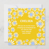 Moderner, hellgelber Daisy Bridesmaid-Vorschlag Einladung (Rückseite)