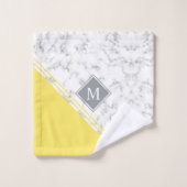 Moderner, hellgelber, grauer Marmor Badhandtuch Set (Waschlappen)