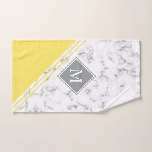 Moderner, hellgelber, grauer Marmor Badhandtuch Set (Handtuch)