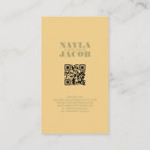 Moderner, hellgelber Prüfmuster QR-Code Visitenkarte (Rückseite)
