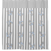 Moderner, hellgrauer Anchor-Muster Streifen Duschvorhang (Vorderseite)