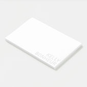 Moderner hellgrauer Name auf Weiß Post-it Klebezettel (angewinkelt)