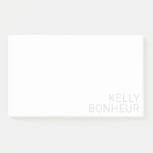Moderner hellgrauer Name auf Weiß Post-it Klebezettel (Vorderseite)