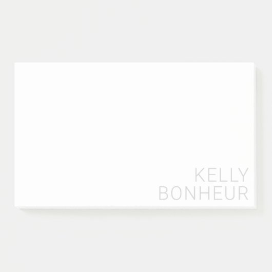 Moderner hellgrauer Name auf Weiß Post-it Klebezettel (Vorderseite)