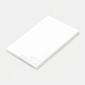 Moderner hellgrauer Name auf Weiß Post-it Klebezettel (angewinkelt)