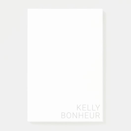 Moderner hellgrauer Name auf Weiß Post-it Klebezettel (Vorderseite)