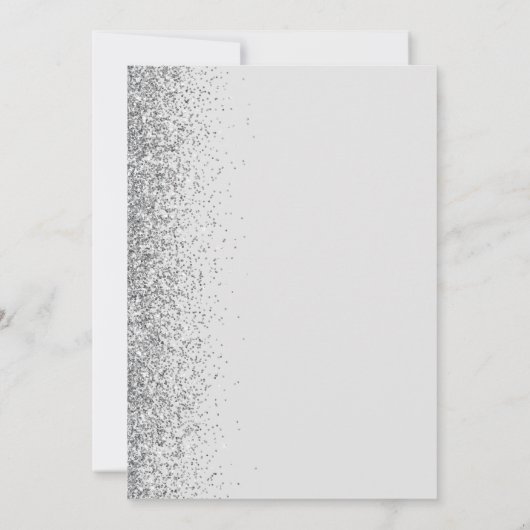 Moderner, hellgrauer Silber-Glitzer Save the Date Ankündigung (Rückseite)