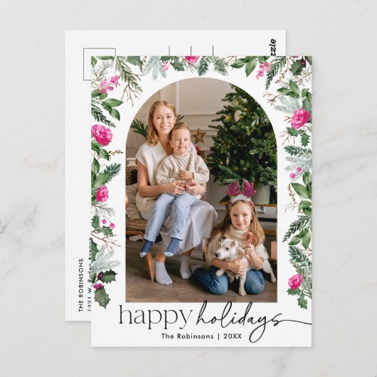 Moderner, hellrosa Botanischer Foto Postkarte (Vorne/Hinten)