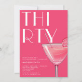 Moderner hellrosa Cocktail 30. Geburtstag Einladung (Vorderseite)