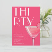 Moderner hellrosa Cocktail 30. Geburtstag Einladung (Stehend Vorderseite)