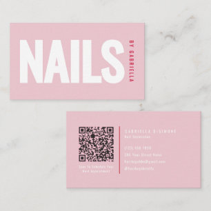Moderner Hellrosa-Nagelsalon-QR-Code Visitenkarte