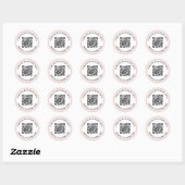 Moderner hellrot-rosa Grenzcode QR und Text Runder Aufkleber (Blatt)