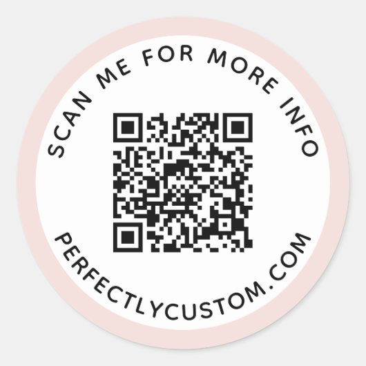 Moderner hellrot-rosa Grenzcode QR und Text Runder Aufkleber (Vorderseite)