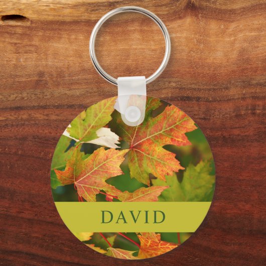 Moderner Herbst lässt Schlüsselring Schlüsselanhänger (Vorderseite)
