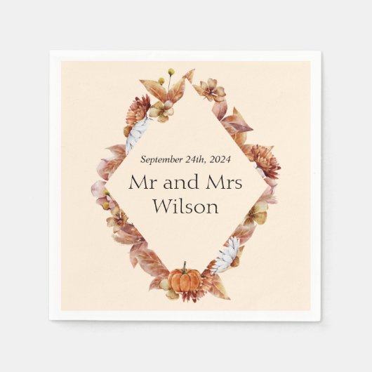 Moderner Herbst Orange BOHO Hochzeitsdinner Cockta Serviette (Vorderseite)