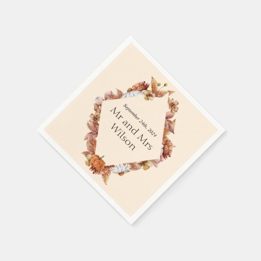 Moderner Herbst Orange BOHO Hochzeitsdinner Cockta Serviette (Ecke)