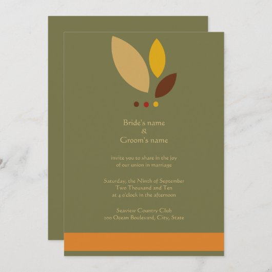 Moderner Herbstlaub, der Einladung Wedding ist (Vorne/Hinten)