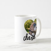 Moderner Herz-Haustier-Foto-Name Kaffeetasse (VorderseiteRechts)