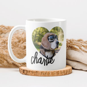 Moderner Herz-Haustier-Foto-Name Kaffeetasse