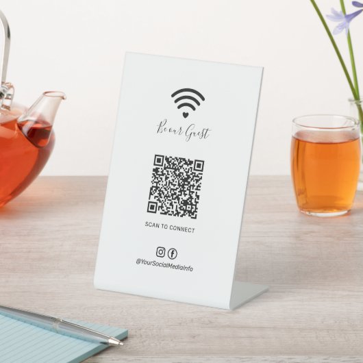 Moderner Herz-Wifi-QR-Code Social Media Schild (In SItu)