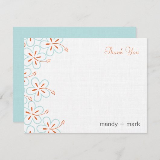 Moderner Hibiskus Flat Danke Karte (Vorne/Hinten)