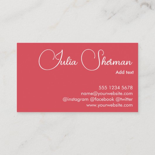 Moderner Hibiskus Red Feminine Minimalistisch Einf Visitenkarte (Rückseite)