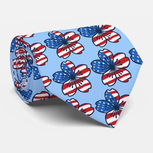 Moderner Hibiskus USA Necktie Krawatte (Gerollt)