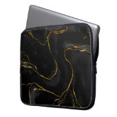 Moderner Hintergrund für Schwarz-Gold-Marmor Laptopschutzhülle (Vorderseite Links)
