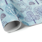 Moderner Hirschwald Blau und Lila Urlaub Geschenkpapier (Rolleneckpunkt)