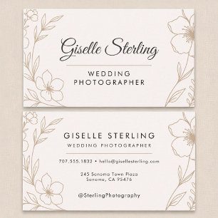 Moderner Hochzeitfotograf Botanischer Schwarzer We Visitenkarte
