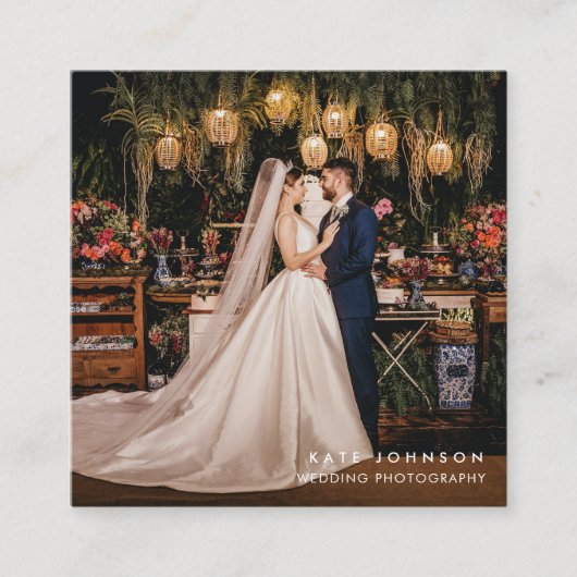 Moderner Hochzeitfotograf QR Code Social Media Quadratische Visitenkarte (Vorderseite)