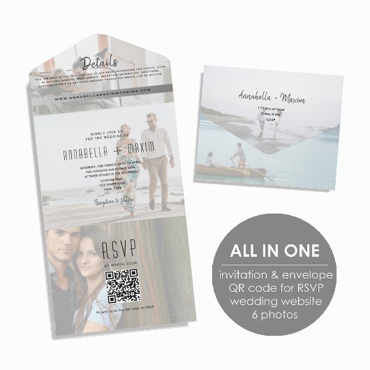 Moderner Hochzeits-QR-Code mit Foto All In One Einladung